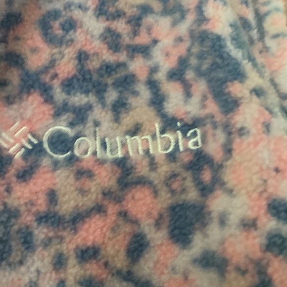 Columbia Reversible Girls Vest Pink Puffer Pink Blue Animal Print Fleece Size M - Picture 5 of 9